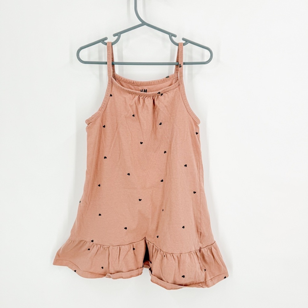 H&M Pink Casual Dress with Ruffle Hem and hearts